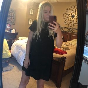 black cutout back dress